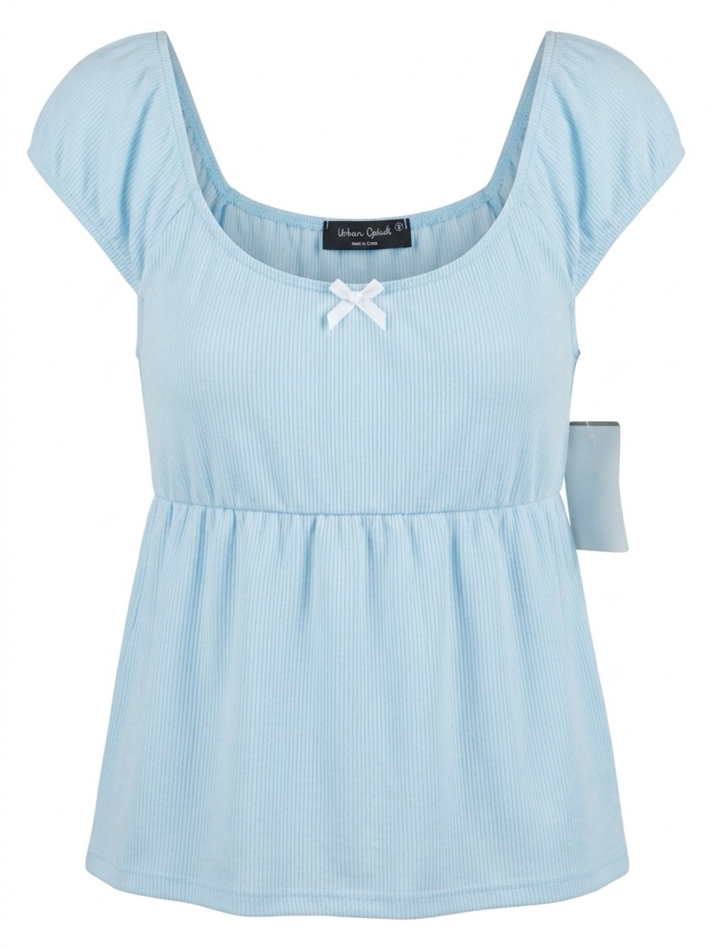 Urban Colette Light Blue Ribbed Scoop-Neck Tunic Top